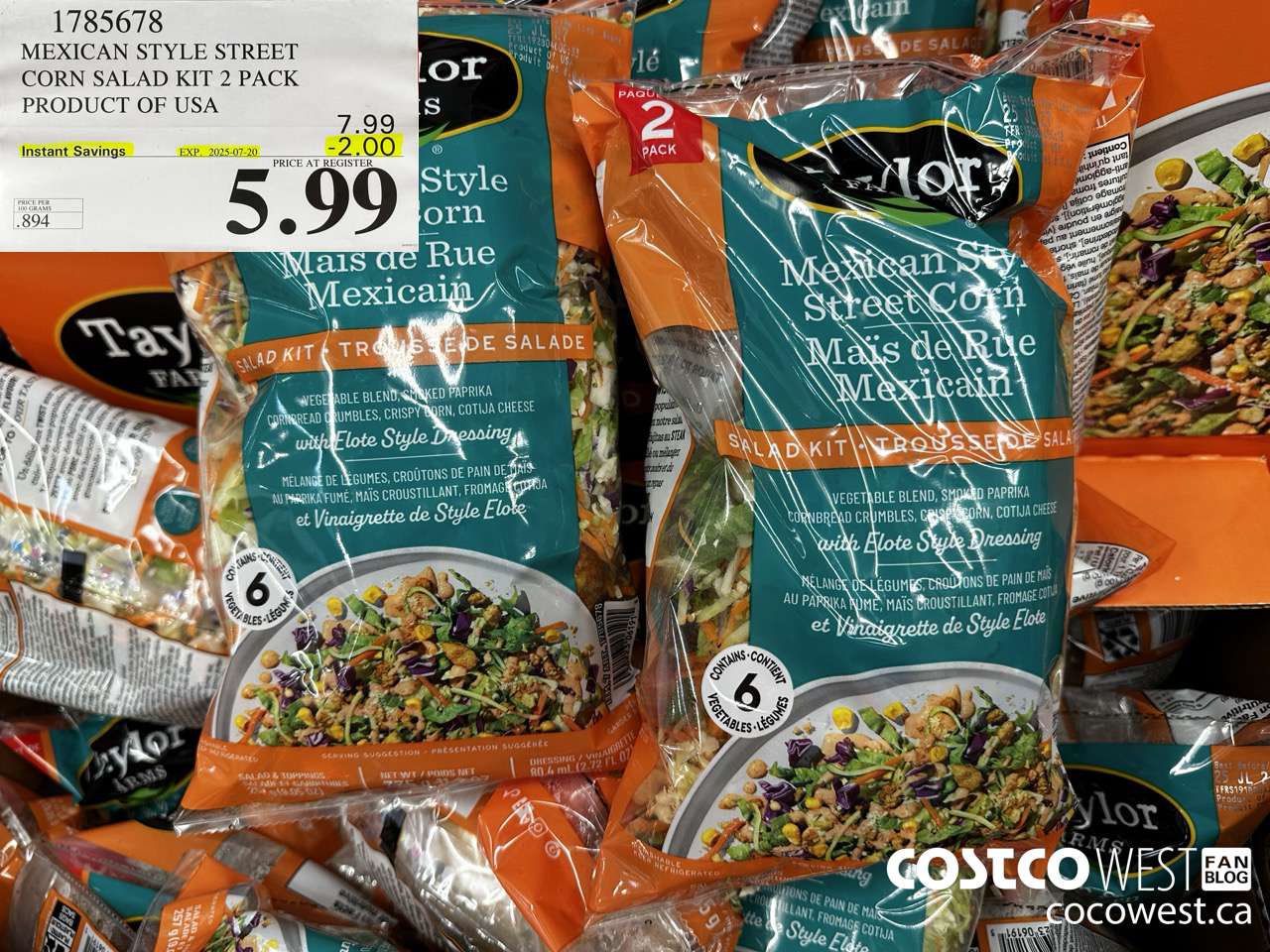 1785678 MEXICAN STYLE STREET CORN SALAD KIT 2 PACK PRODUCT OF USA AND MEX ($2.00 INSTANT SAVINGS EXPIRES ON 2025-07-20) $5.99