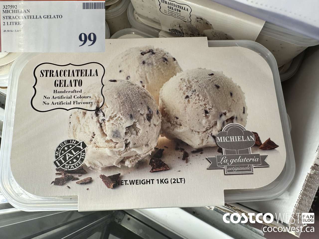 327592 MICHIELAN STRACCIATELLA GELATO 2 LITRE $99.00