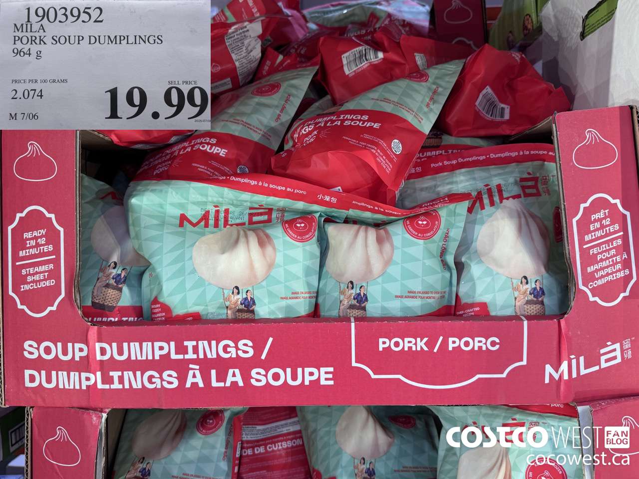 1903952 MILA PORK SOUP DUMPLINGS 964G $19.99