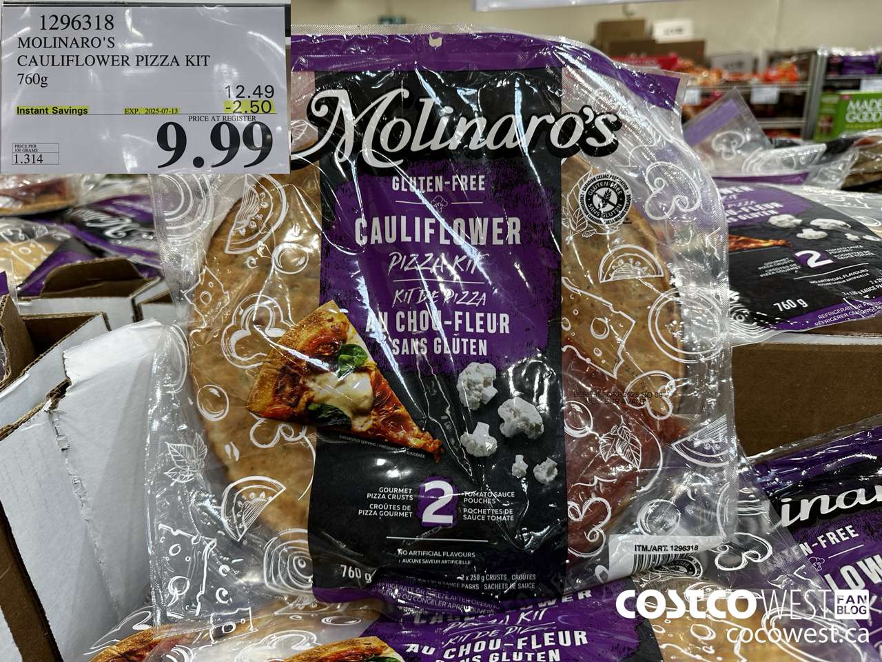 1296318 MOLINARO'S CAULIFLOWER PIZZA KIT 2 PACK 760g ($2.50 INSTANT SAVINGS EXPIRES ON 2025-07-13) $9.99