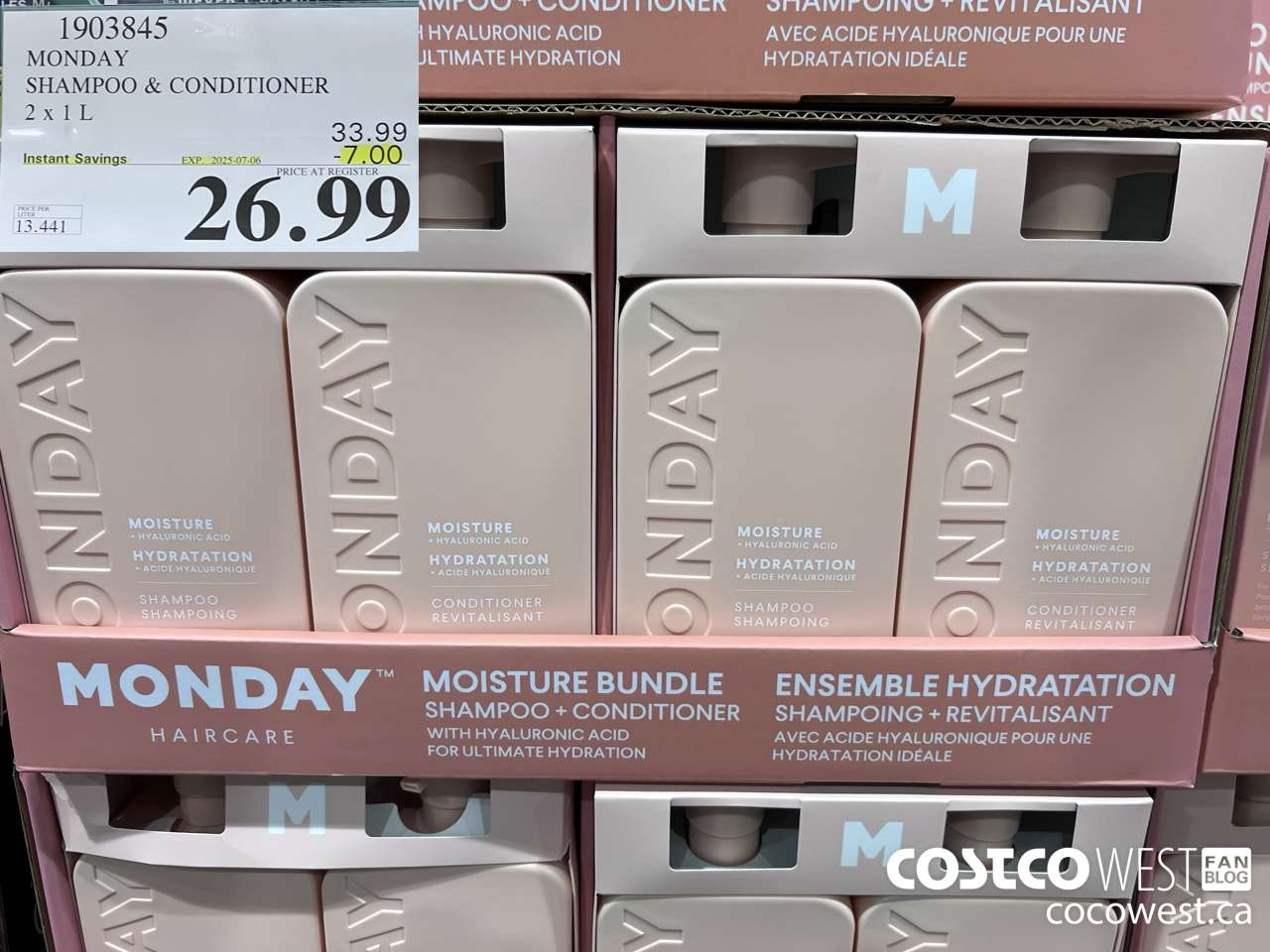 1903845 MONDAY SHAMPOO & CONDITIONER 2 X 1L ($7.00 INSTANT SAVINGS EXPIRES ON 2025-07-06) $26.99