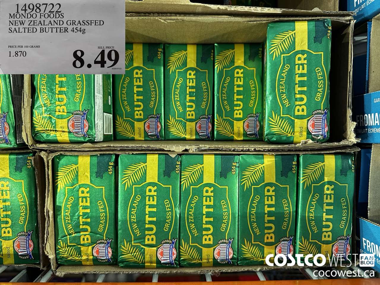 1498722 MONDO FOODS NEW ZEALAND GRASSFED BUTTER 454g $8.49