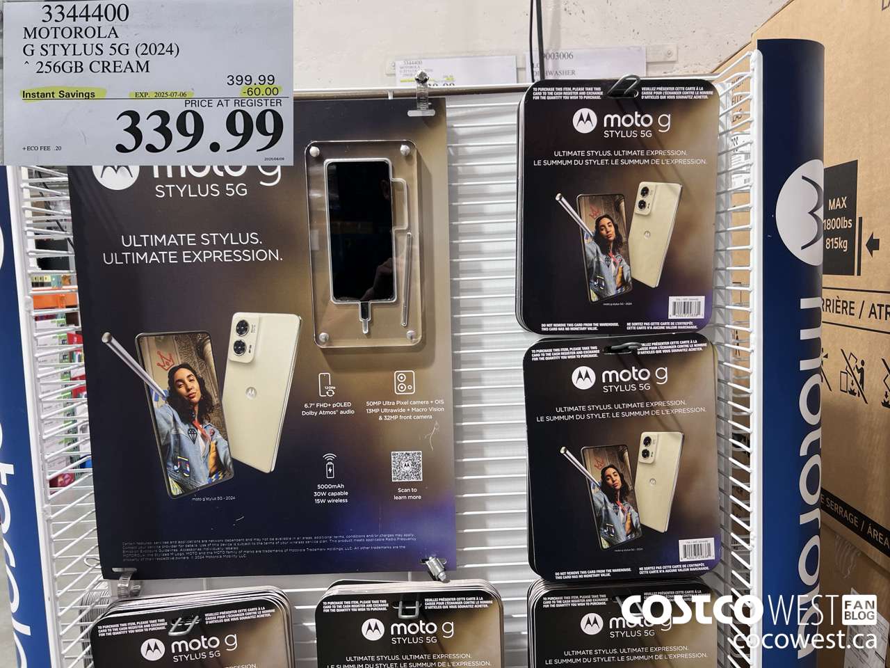 3344400 MOTOROLA G STYLUS 5G (2024) 256GB CREAM ($60.00 INSTANT SAVINGS EXPIRES ON 2025-07-06) $339.99
