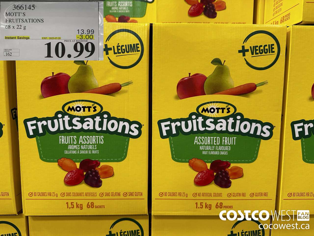 366145 MOTT'S FRUITSATION 68 x 22 g ($3.00 INSTANT SAVINGS EXPIRES ON 2025-07-20) $10.99