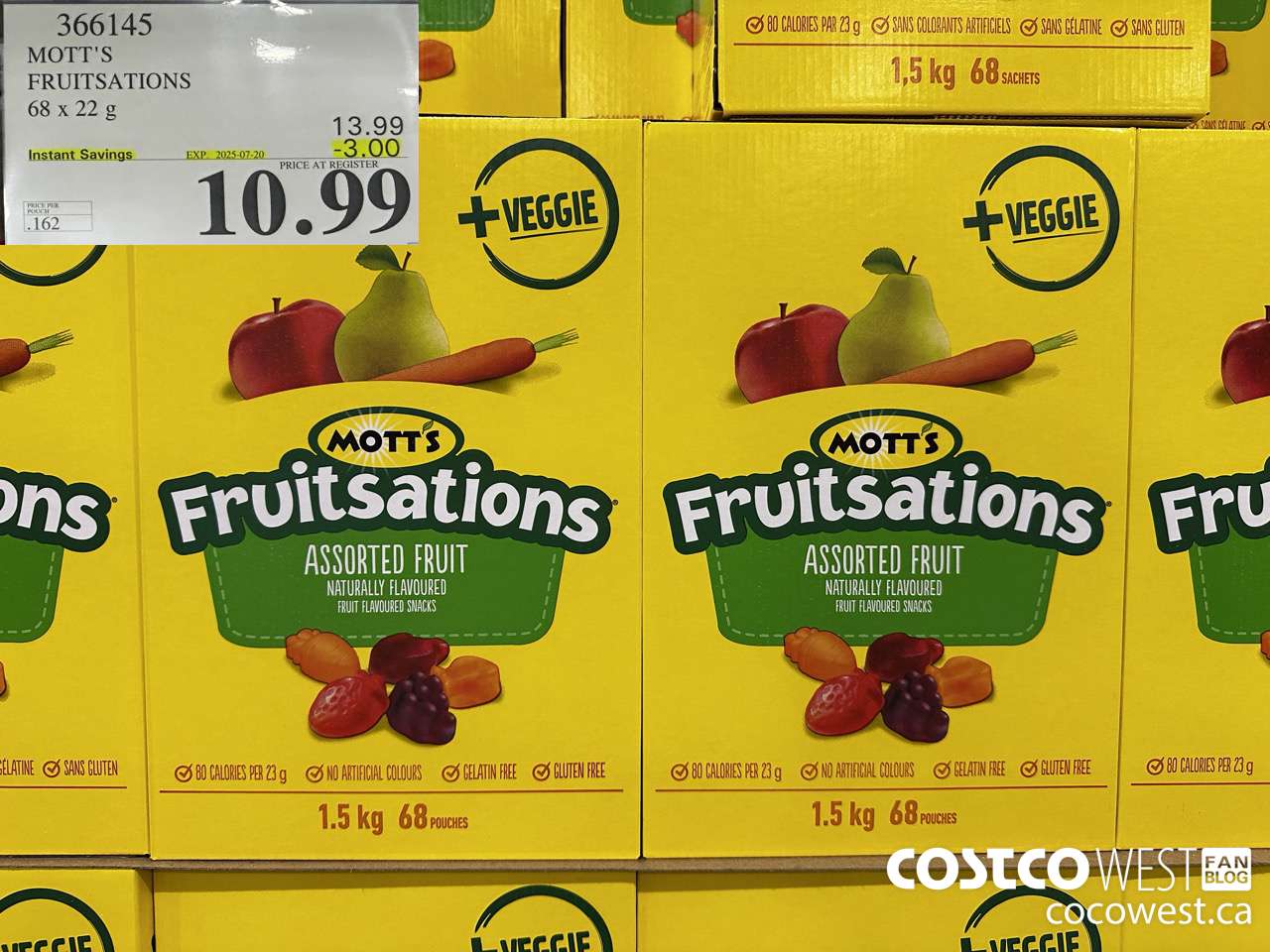 366145 MOTT'S FRUITSATION 68 x 22 g ($3.00 INSTANT SAVINGS EXPIRES ON 2025-07-20) $10.99