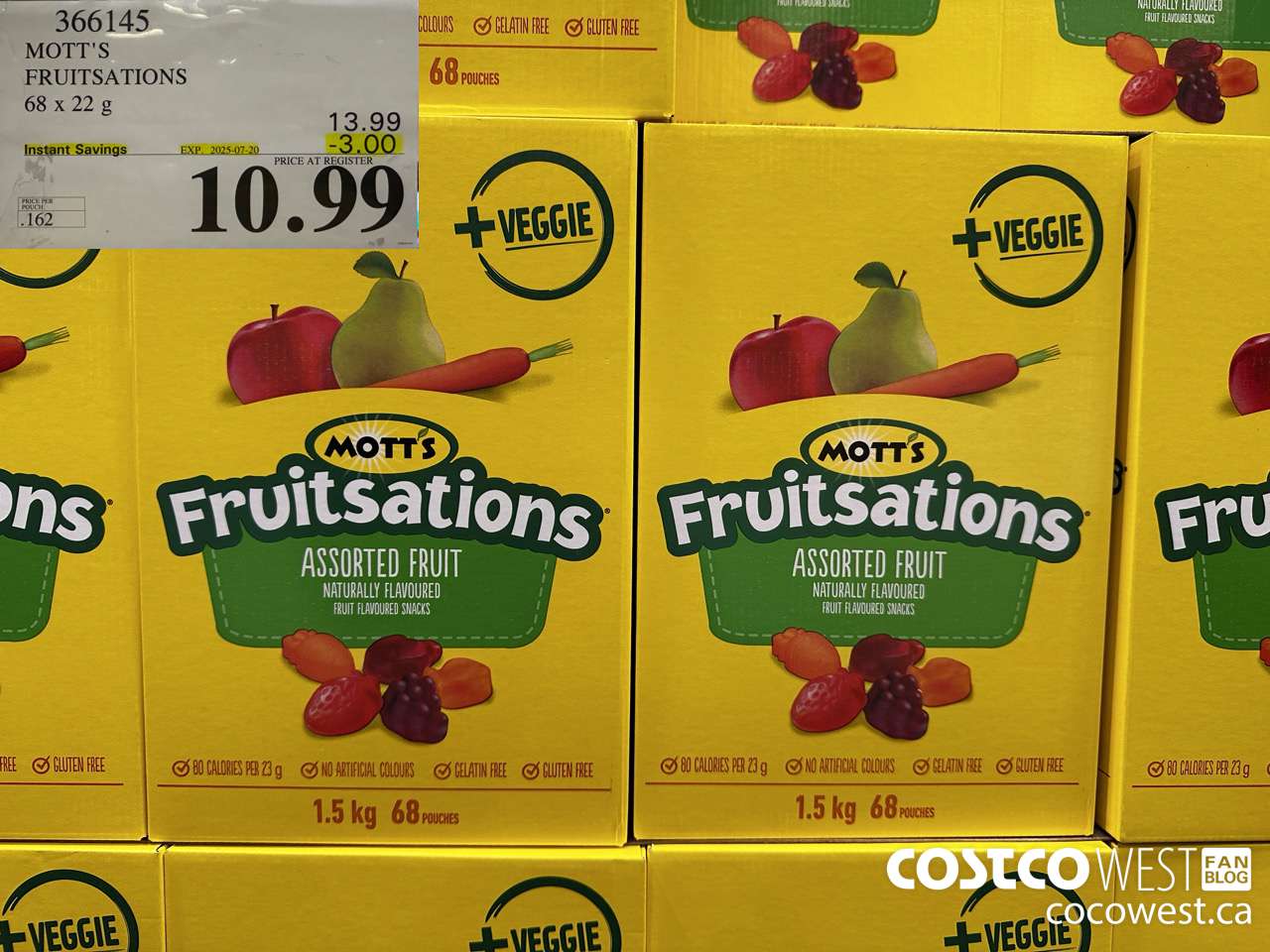 366145 MOTT'S FRUITSATION 68 x 22 g ($3.00 INSTANT SAVINGS EXPIRES ON 2025-07-20) $10.99