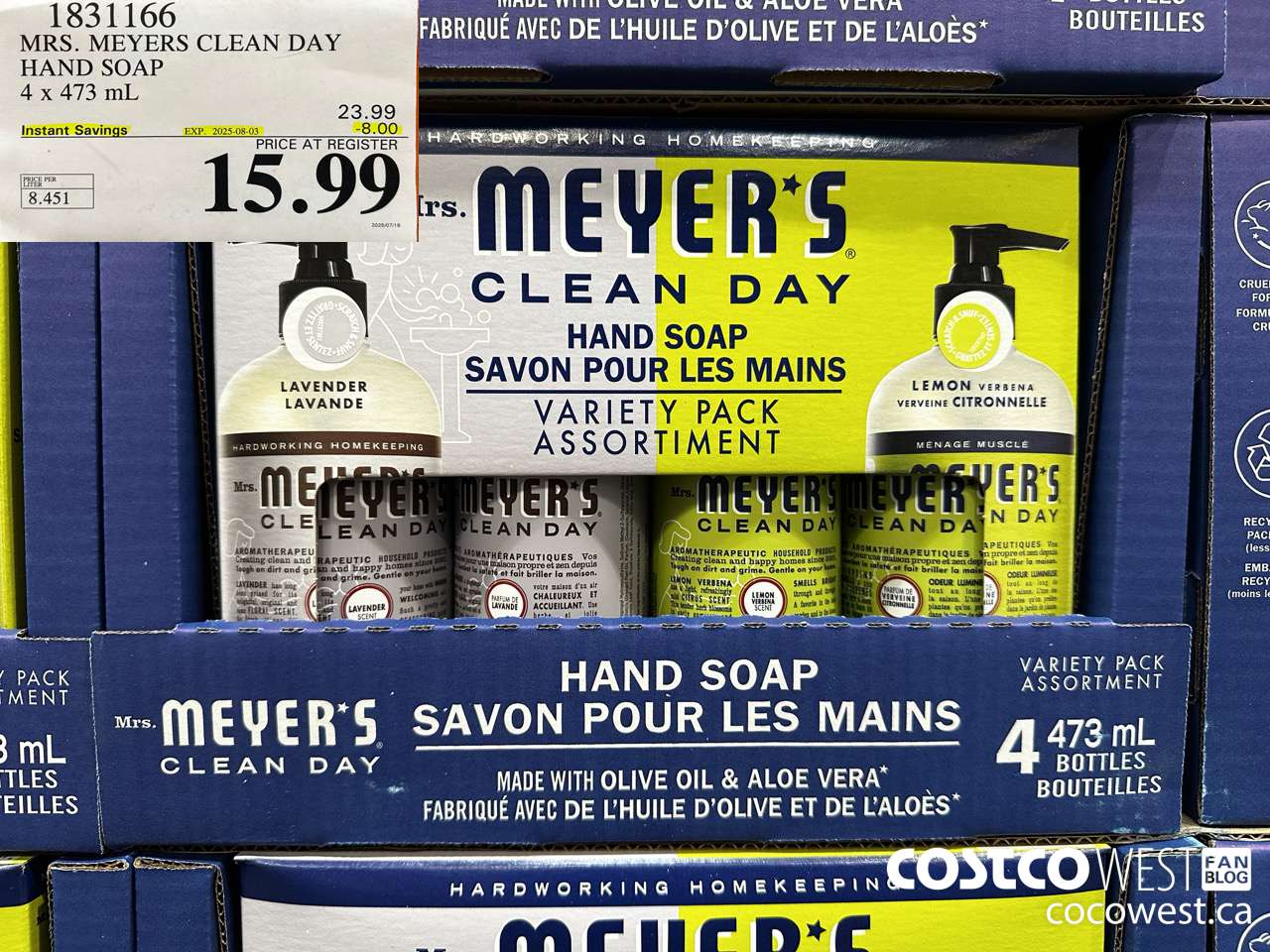 1831166 MRS. MEYERS CLEAN DAY HAND SOAP 4 X 473ML ($8.00 INSTANT SAVINGS EXPIRES ON 2025-08-03) $15.99