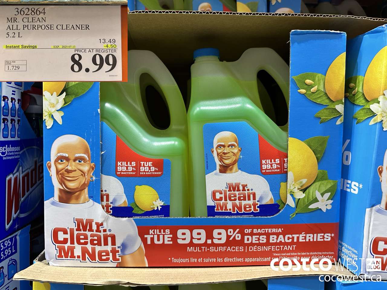 362864 MR. CLEAN ALL PURPOSE CLEANER 5.2 L ($4.50 INSTANT SAVINGS EXPIRES ON 2025-07-13) $8.99
