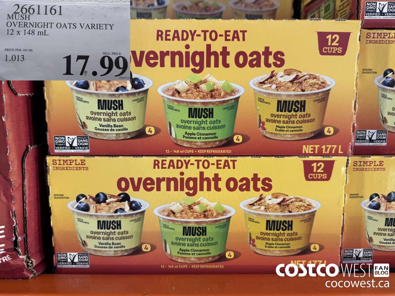 2661161 MUSH OVERNIGHT OATS VARIETY 12 X 141G $17.99