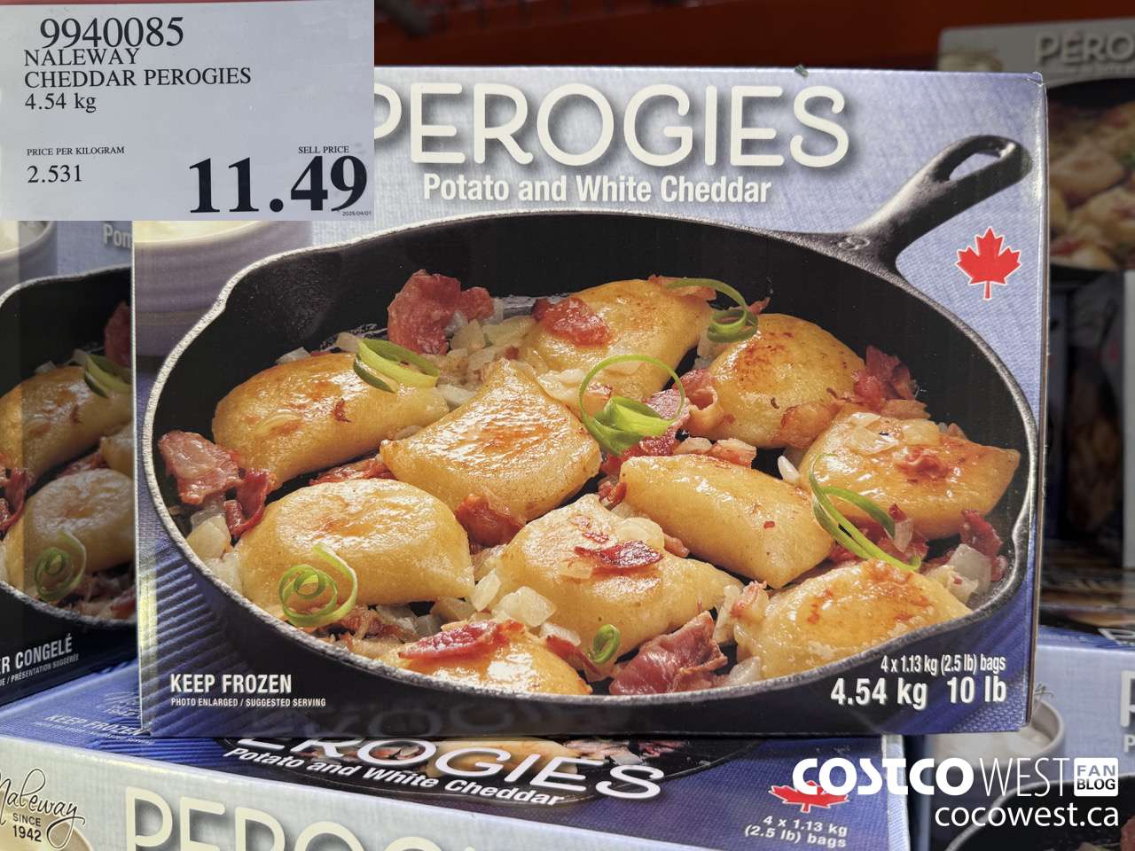 9940085 NALEWAY CHEDDAR PEROGIES 4.54 kg $11.49
