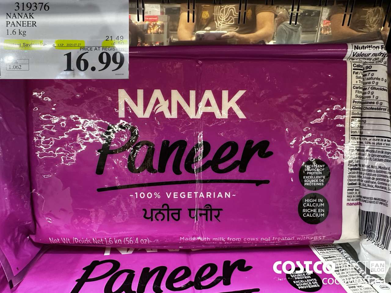 319376 NANAK PANEER 1.6 kg ($4.50 INSTANT SAVINGS EXPIRES ON 2025-07-27) $16.99