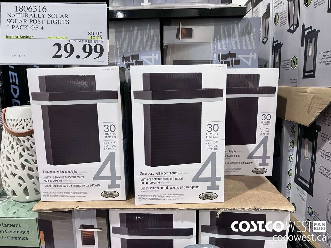 1806316 NATURALLY SOLAR SOLAR POST LIGHTS PACK OF 4 ($10.00 INSTANT SAVINGS EXPIRES ON 2025-07-06) $29.99