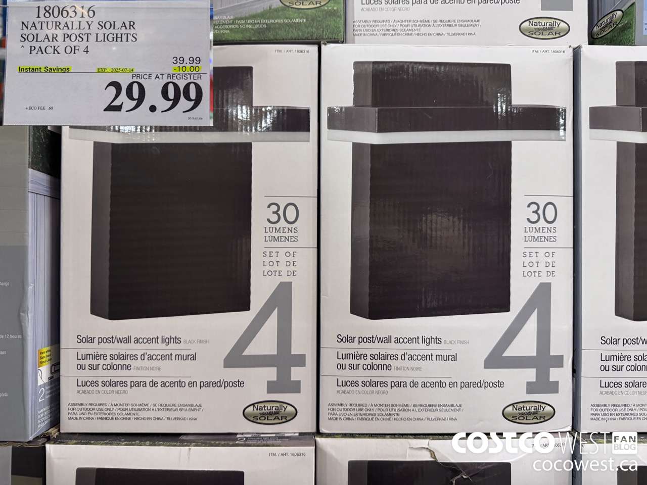 1806316 NATURALLY SOLAR SOLAR POST LIGHTS PACK OF 4 ($10.00 INSTANT SAVINGS EXPIRES ON 2025-07-14) $29.99