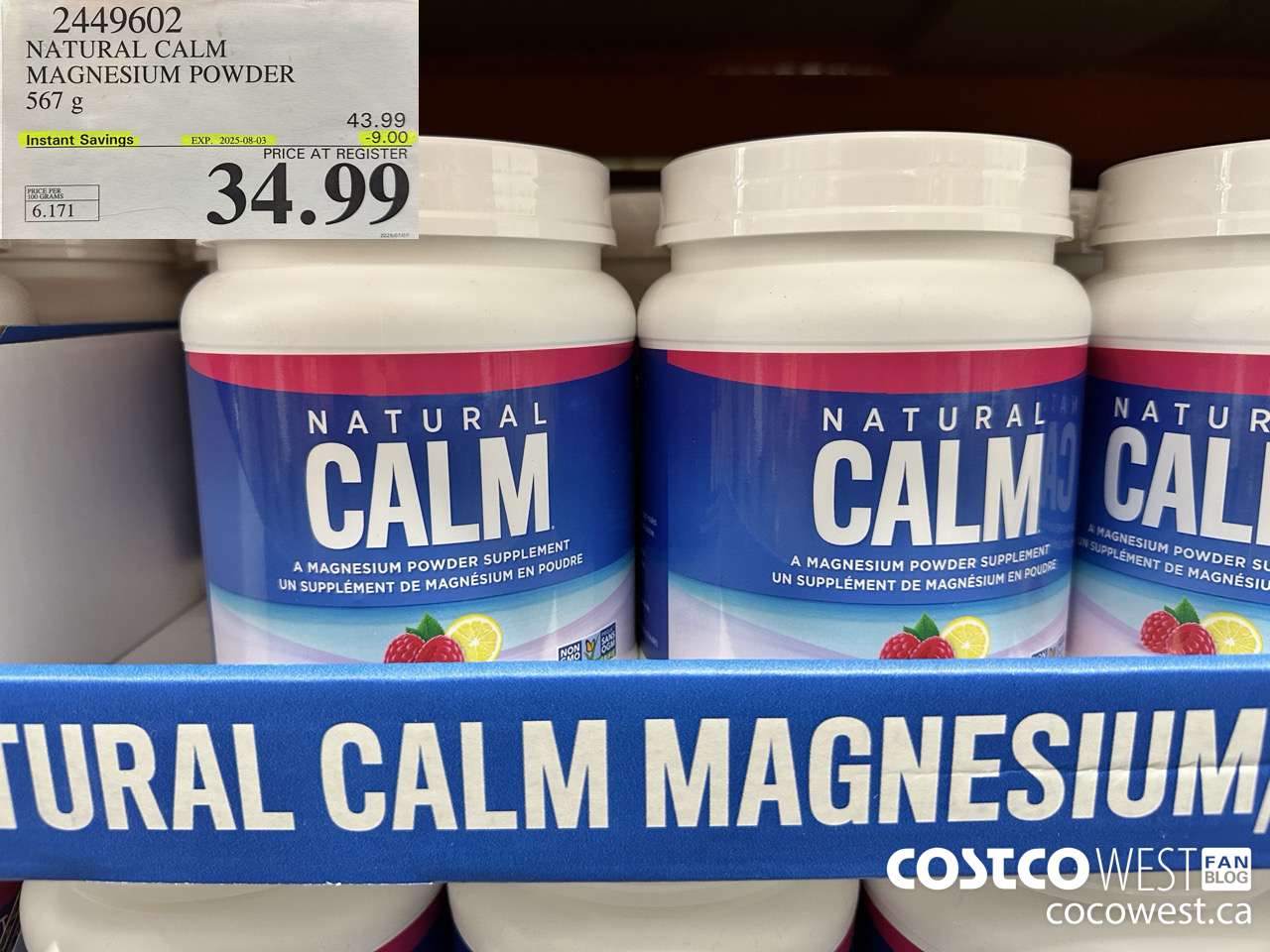 2449602 NATURAL CALM MAGNESIUM POWDER 567 g ($9.00 INSTANT SAVINGS EXPIRES ON 2025-08-03) $34.99