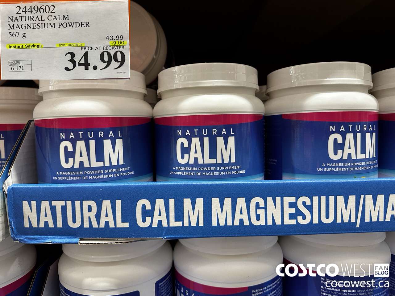 2449602 NATURAL CALM MAGNESIUM POWDER 567 g ($9.00 INSTANT SAVINGS EXPIRES ON 2025-08-03) $34.99
