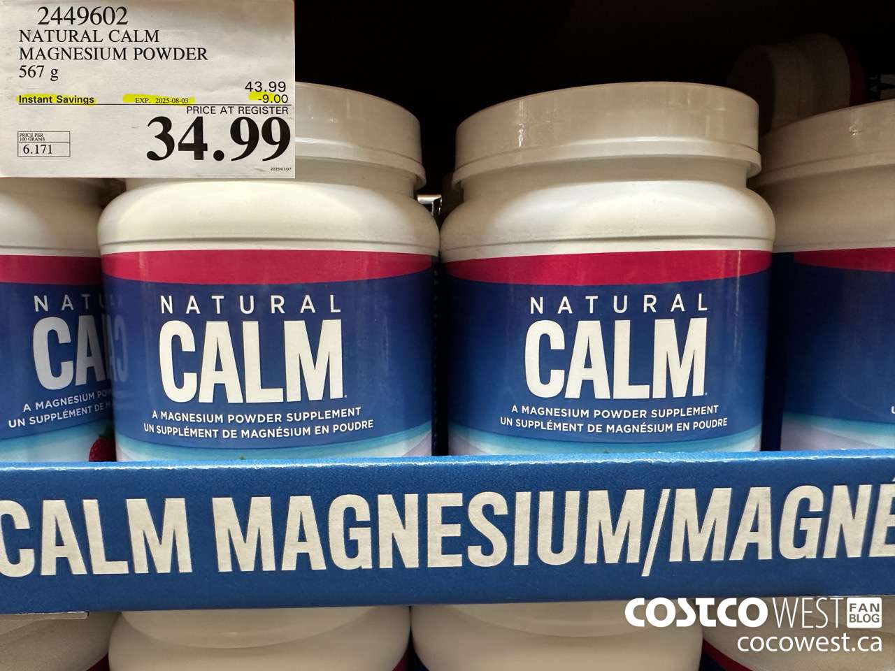 2449602 NATURAL CALM MAGNESIUM POWDER 567 g ($9.00 INSTANT SAVINGS EXPIRES ON 2025-08-03) $34.99