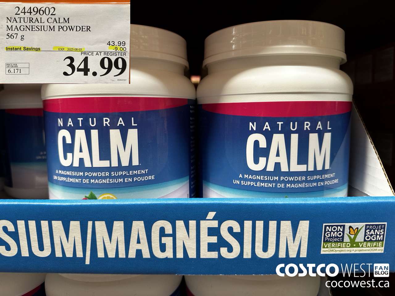 2449602 NATURAL CALM MAGNESIUM POWDER 567 g ($9.00 INSTANT SAVINGS EXPIRES ON 2025-08-03) $34.99