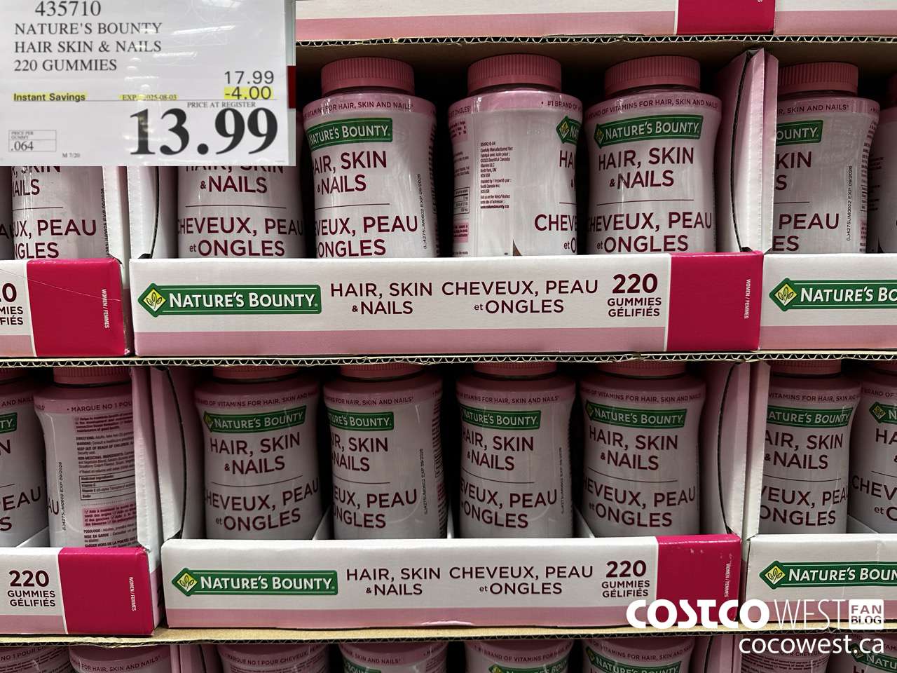435710 NATURE'S BOUNTY HAIR SKIN & NAILS 220 GUMMIES ($4.00 INSTANT SAVINGS EXPIRES ON 2025-08-03) $13.99