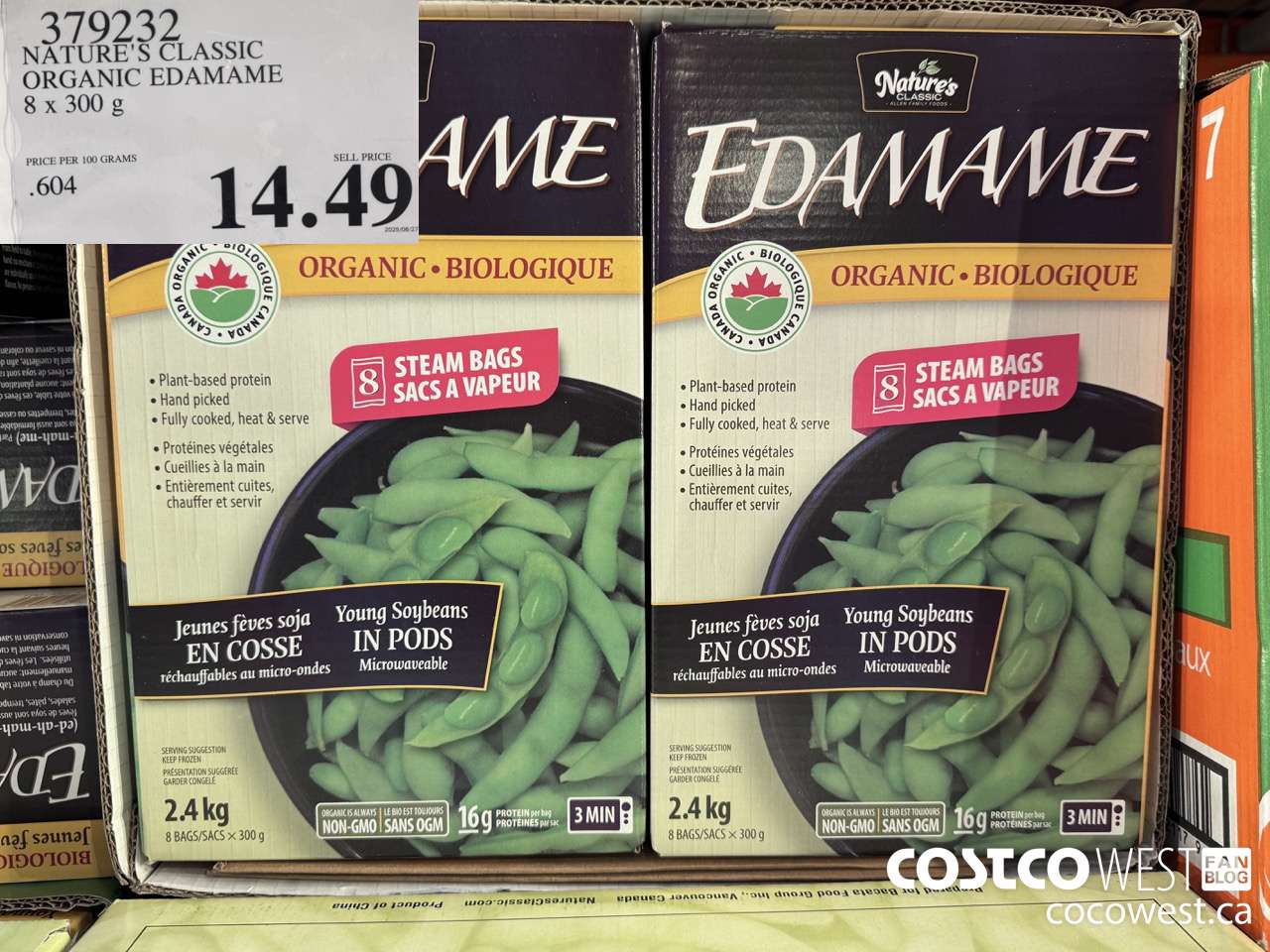 379232 NATURE'S CLASSIC ORGANIC EDAMAME 8 x 300 g $14.49