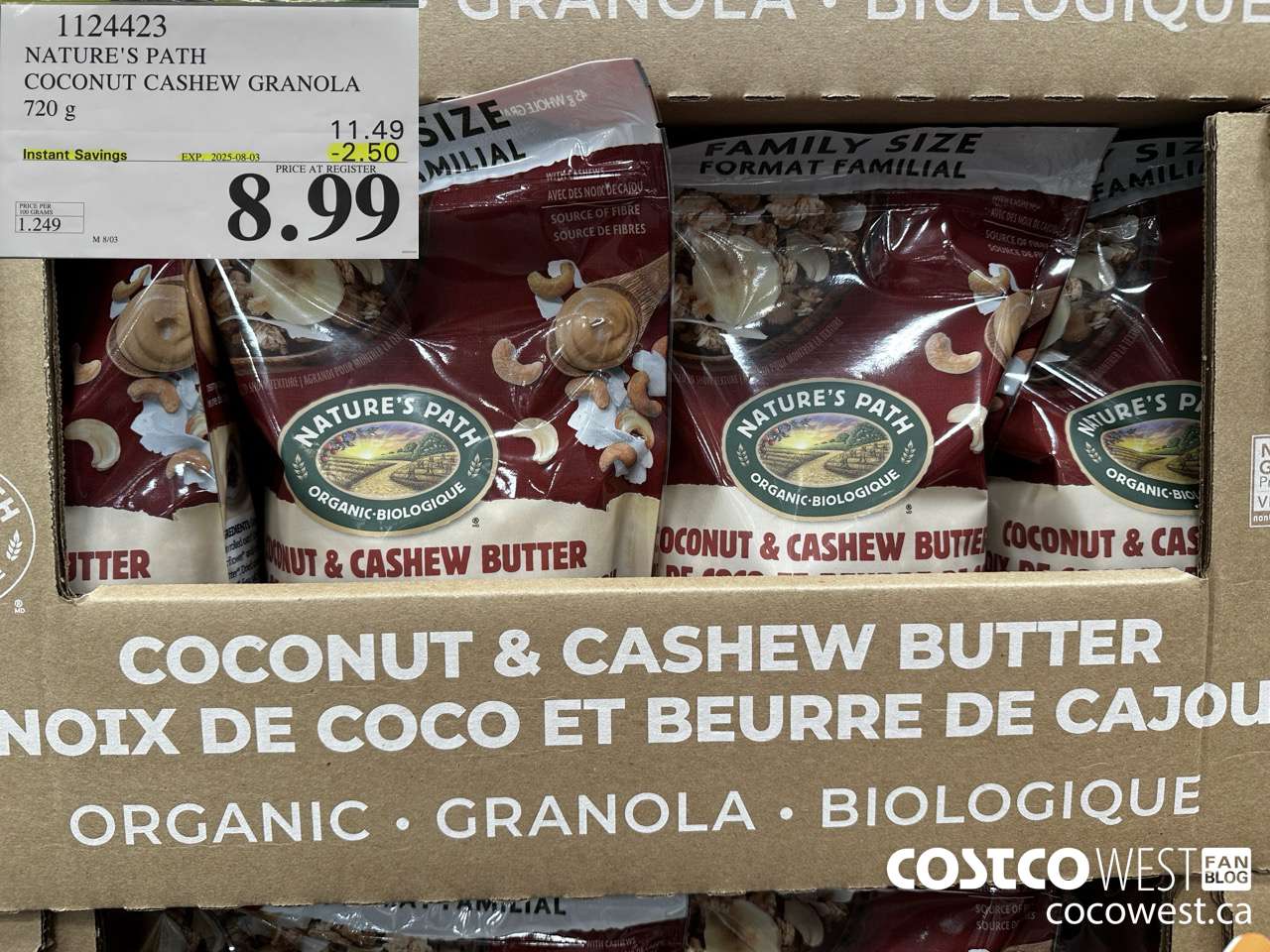 1124423 NATURE'S PATH COCONUT CASHEW GRANOLA 720 g ($2.50 INSTANT SAVINGS EXPIRES ON 2025-08-03) $8.99