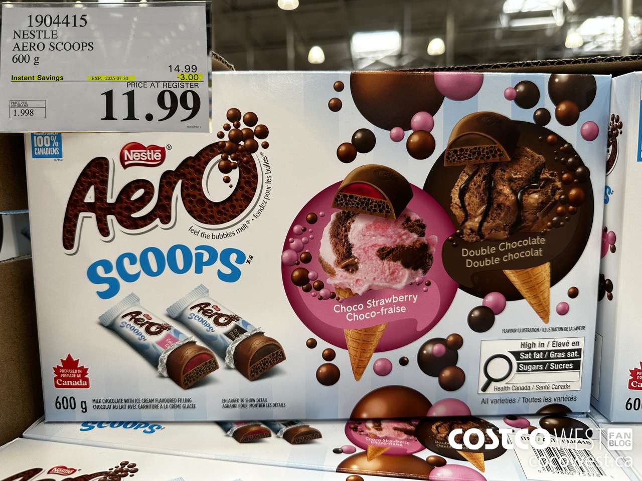 1904415 NESTLE AERO SCOOPS 600G ($3.00 INSTANT SAVINGS EXPIRES ON 2025-07-20) $11.99