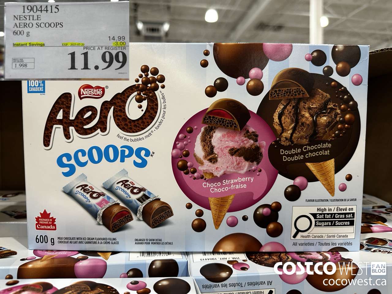 1904415 NESTLE AERO SCOOPS 600G ($3.00 INSTANT SAVINGS EXPIRES ON 2025-07-20) $11.99