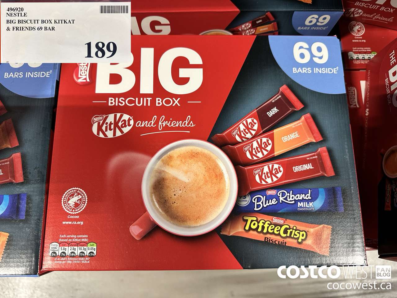 496920 NESTLE BIG BISCUIT BOX KITKAT & FRIENDS 69 BAR $189.00