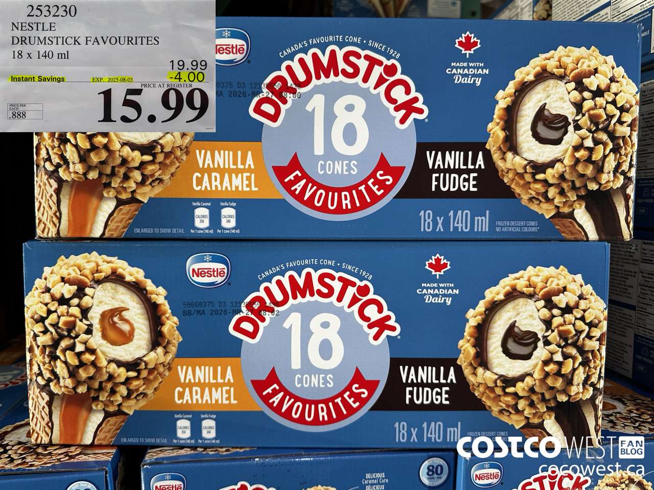 253230 NESTLE DRUMSTICK VARIETY PACK 18 x 140 ml ($4.00 INSTANT SAVINGS EXPIRES ON 2025-08-03) $15.99