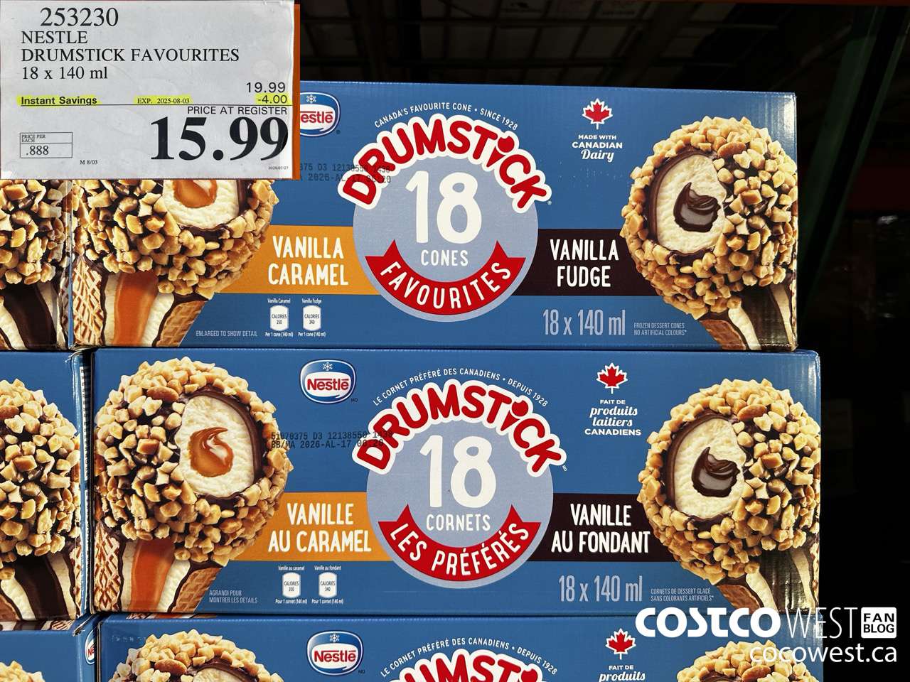 253230 NESTLE DRUMSTICK VARIETY PACK 18 x 140 ml ($4.00 INSTANT SAVINGS EXPIRES ON 2025-08-03) $15.99