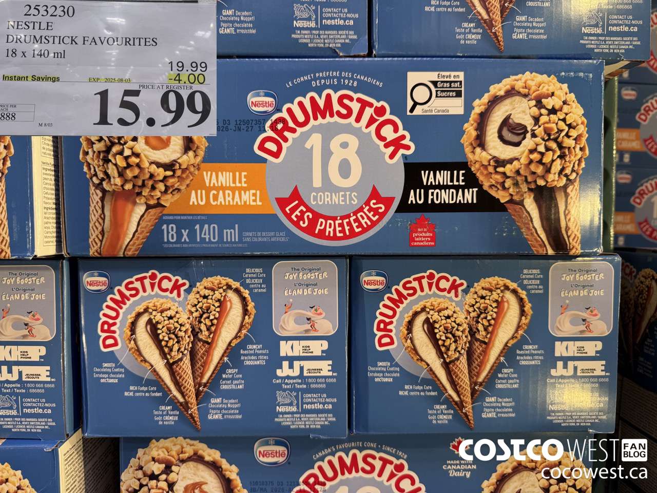 253230 NESTLE DRUMSTICK VARIETY PACK 18 x 140 ml ($4.00 INSTANT SAVINGS EXPIRES ON 2025-08-03) $15.99
