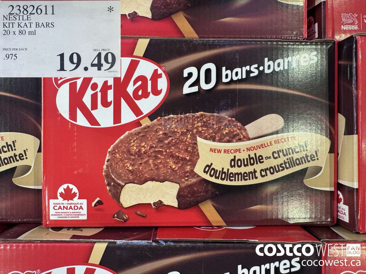 2382611 NESTLE KIT KAT BARS 20 X 80 ML $19.49