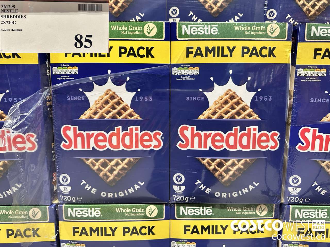 361298 NESTLE SHREDDIES 2X720G $85.00