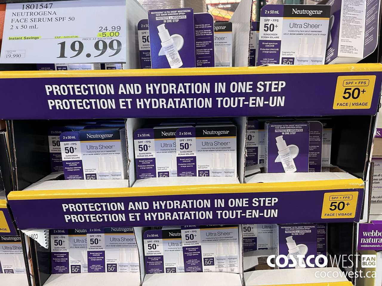 1801547 NEUTROGENA FACE SERUM SPF 50 2 X 50ML ($5.00 INSTANT SAVINGS EXPIRES ON 2025-07-06) $19.99