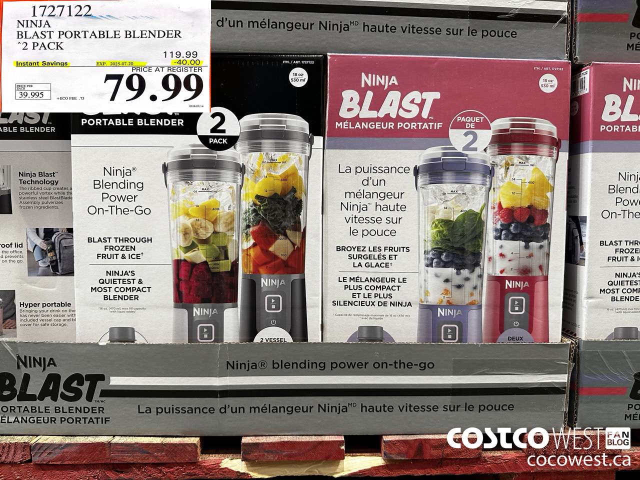 1727122 NINJA BLAST PORTABLE BLENDER 2 PACK ($40.00 INSTANT SAVINGS EXPIRES ON 2025-07-20) $79.99