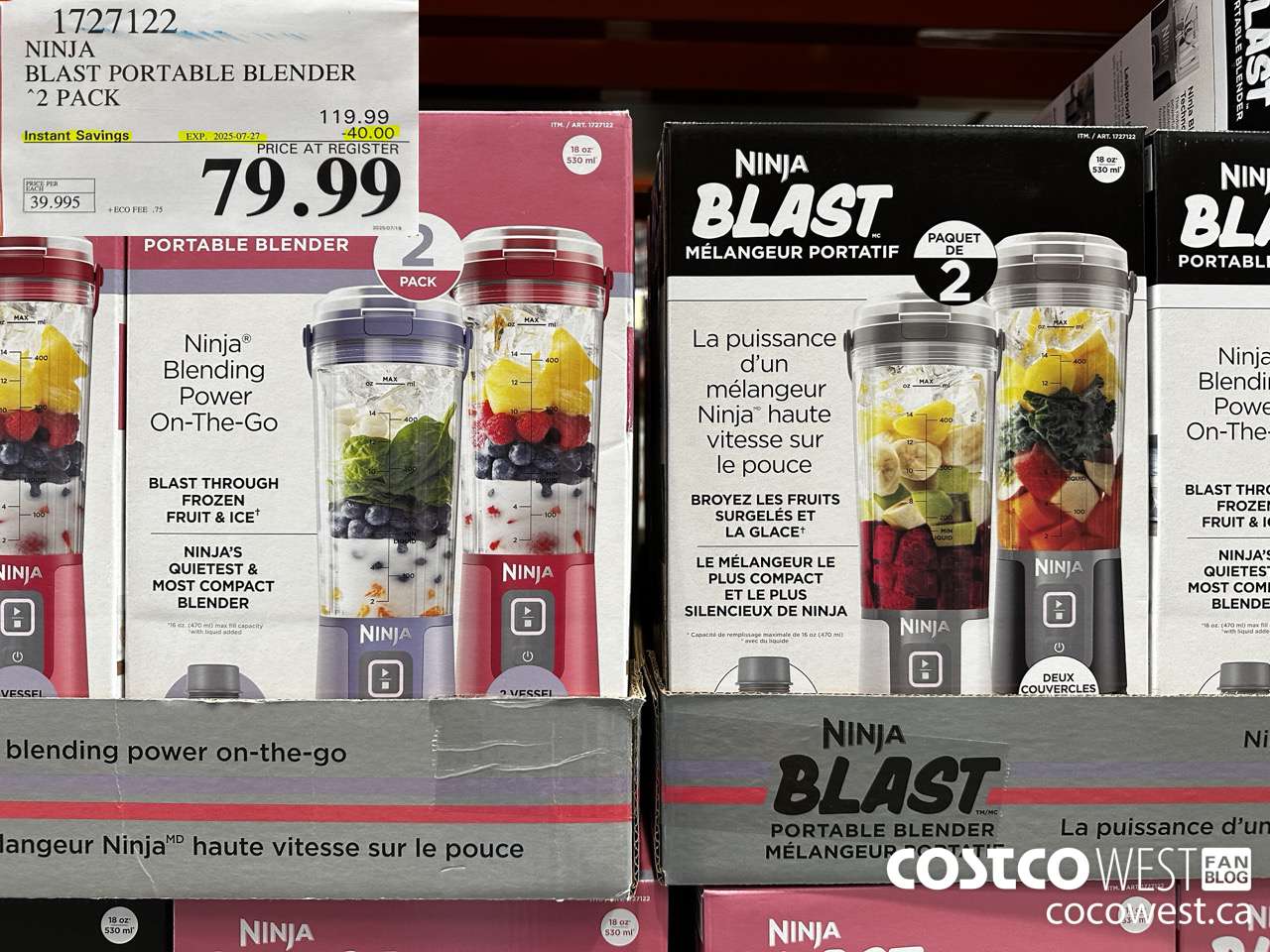 1727122 NINJA BLAST PORTABLE BLENDER 2 PACK ($40.00 INSTANT SAVINGS EXPIRES ON 2025-07-27) $79.99