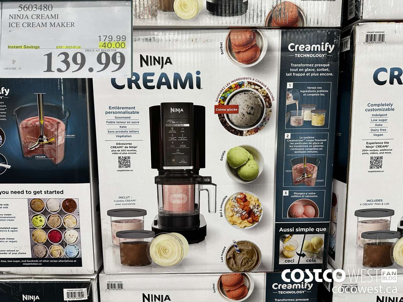5603480 NINJA CREAMI ICE CREAM MAKER ($40.00 INSTANT SAVINGS EXPIRES ON 2025-07-16) $139.99