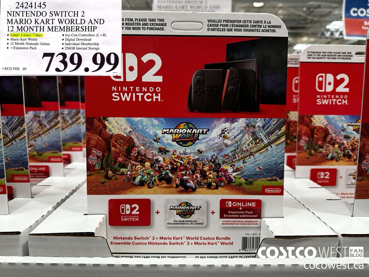 2424145 NINTENDO SWITCH 2 MARIO KART WORLD AND 12 MONTH MEMBERSHIP $739.99