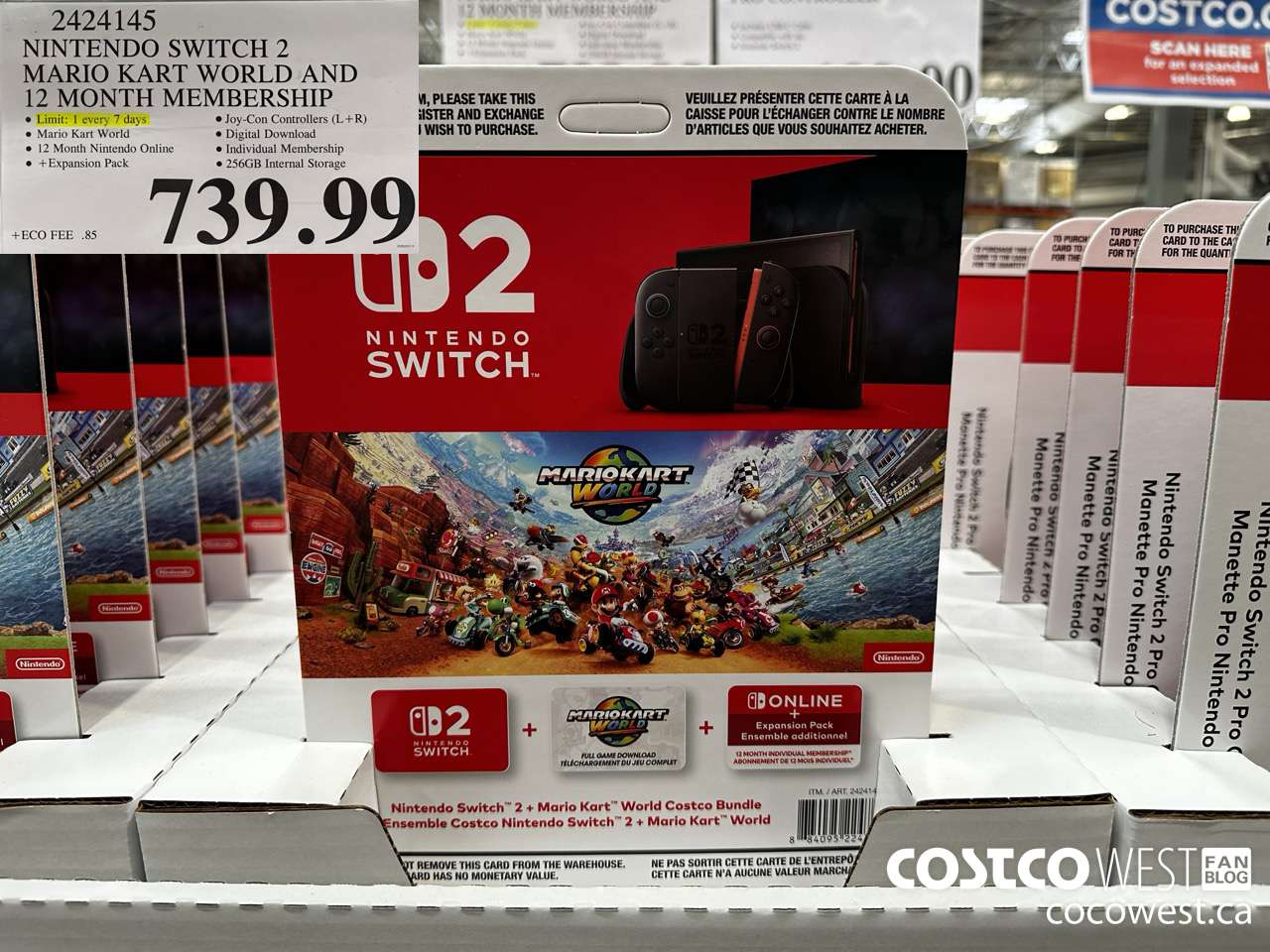 2424145 NINTENDO SWITCH 2 MARIO KART WORLD AND 12 MONTH MEMBERSHIP $739.99