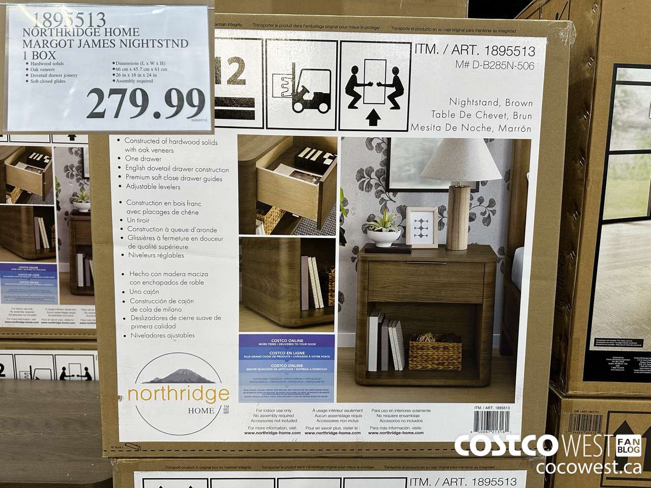 1895513 NORTHRIDGE HOME MARGOT JAMES NIGHTSTND 1 BOX $279.99