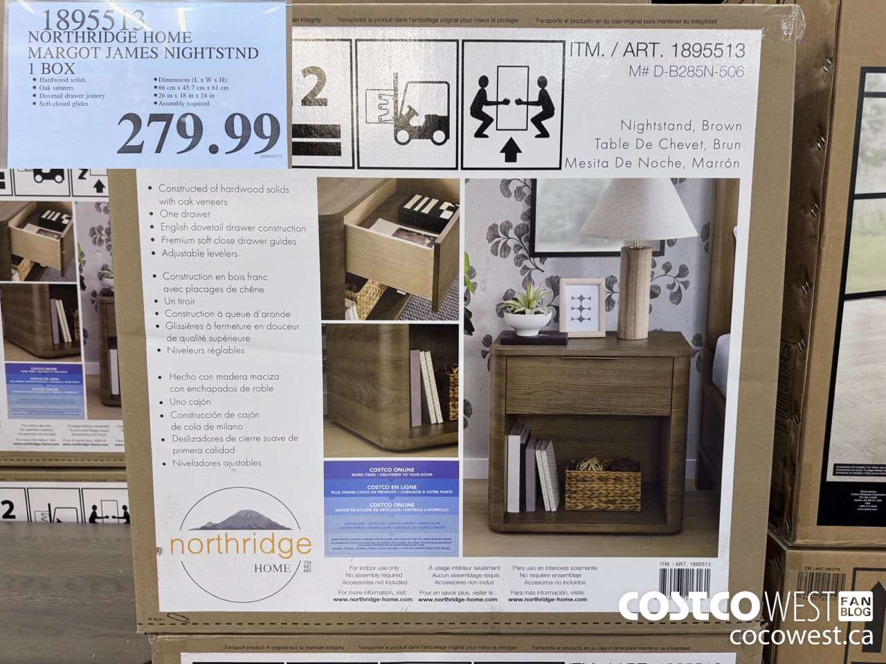 1895513 NORTHRIDGE HOME MARGOT JAMES NIGHTSTND 1 BOX $279.99