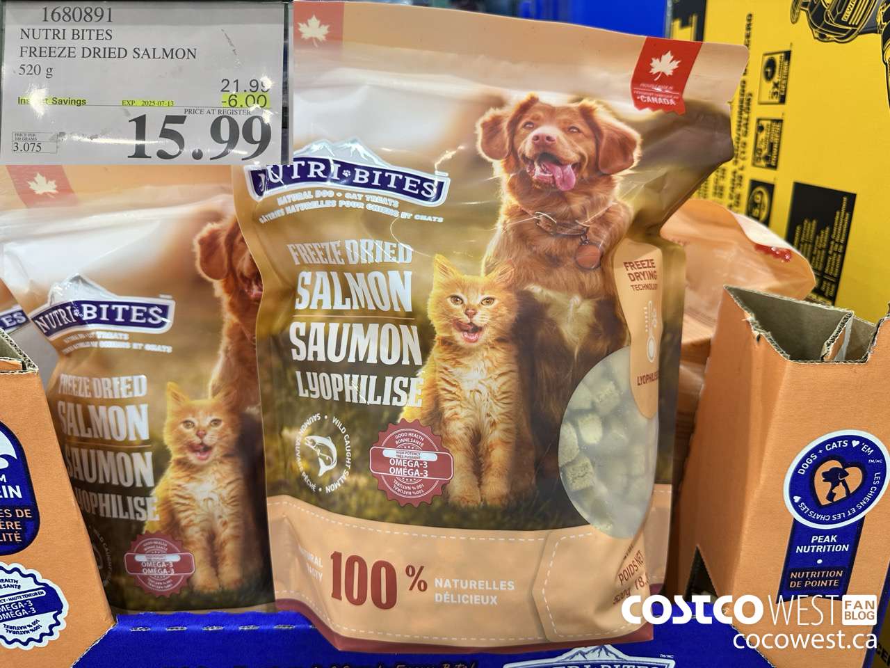 1680891 NUTRI BITES FREEZE DRIED SALMON 520G ($6.00 INSTANT SAVINGS EXPIRES ON 2025-07-13) $15.99