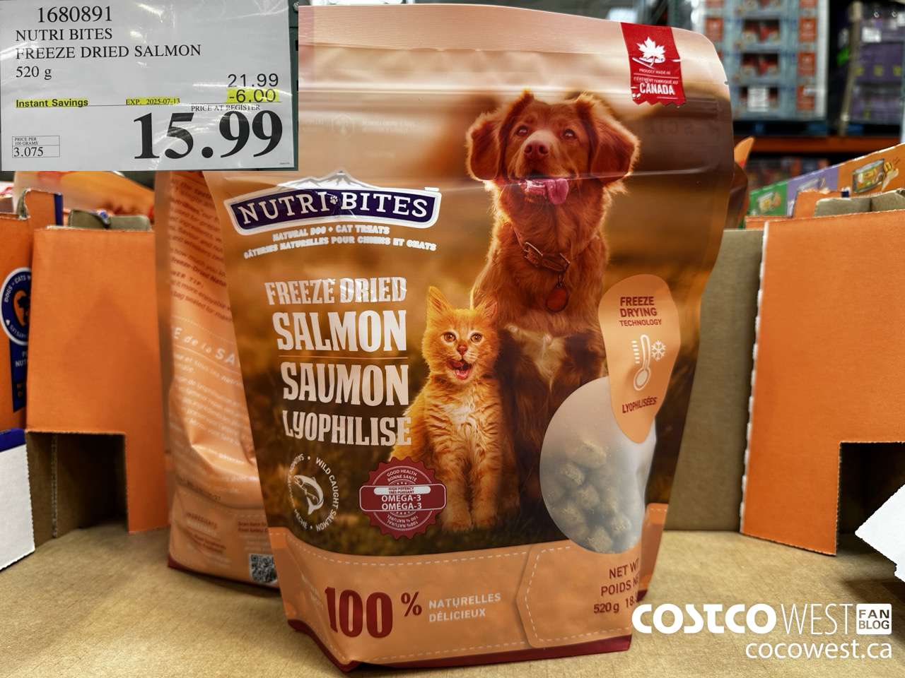 1680891 NUTRI BITES FREEZE DRIED SALMON 520G ($6.00 INSTANT SAVINGS EXPIRES ON 2025-07-13) $15.99