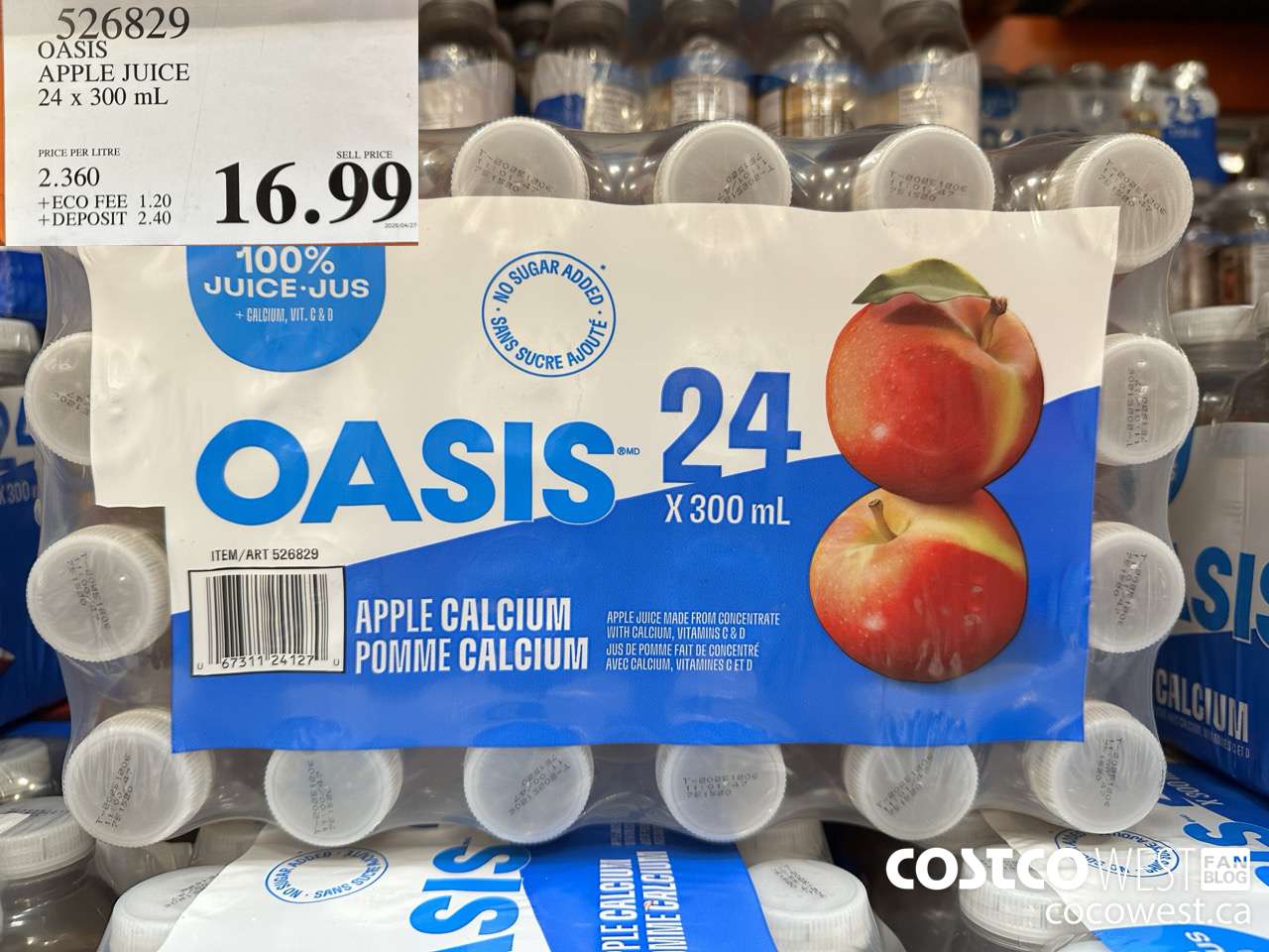 526829 OASIS APPLE JUICE 24 x 300 mL $16.99