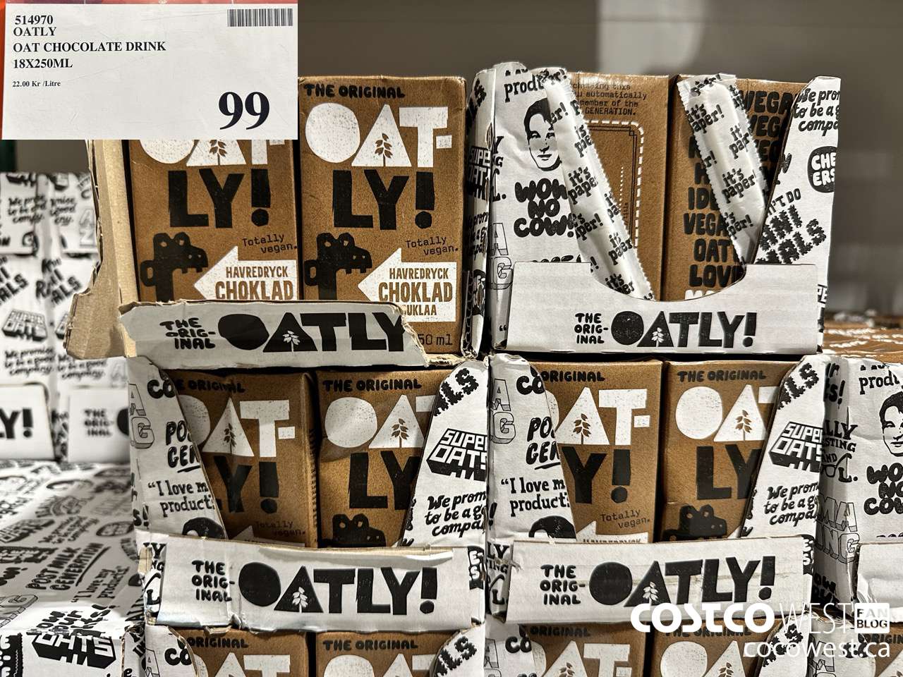 514970 OATLY OAT CHOCOLATE DRINK 18 X 250ML $99.00