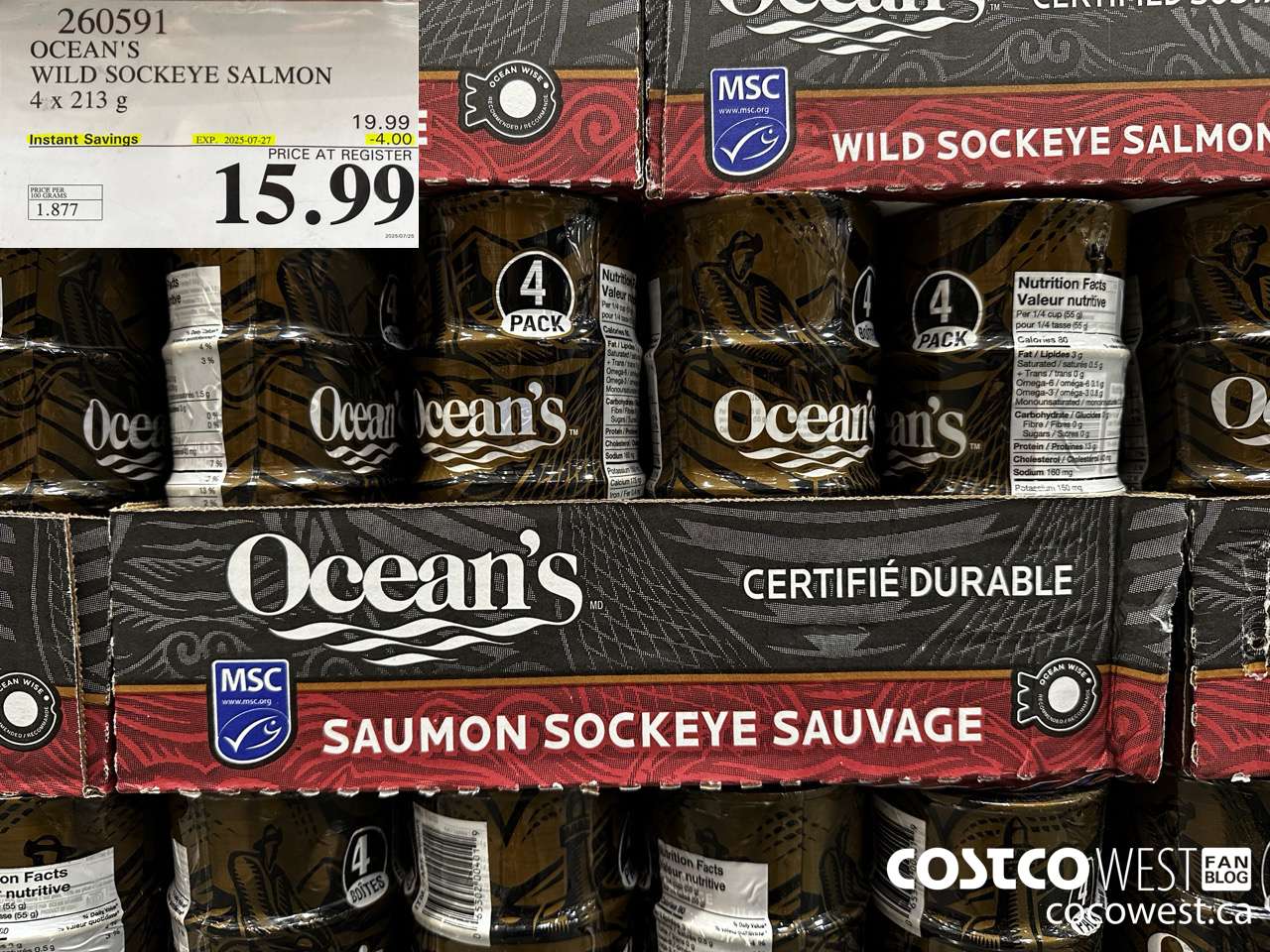 260591 OCEAN'S SOCKEYE SALMON 4 x 213 g ($4.00 INSTANT SAVINGS EXPIRES ON 2025-07-27) $15.99