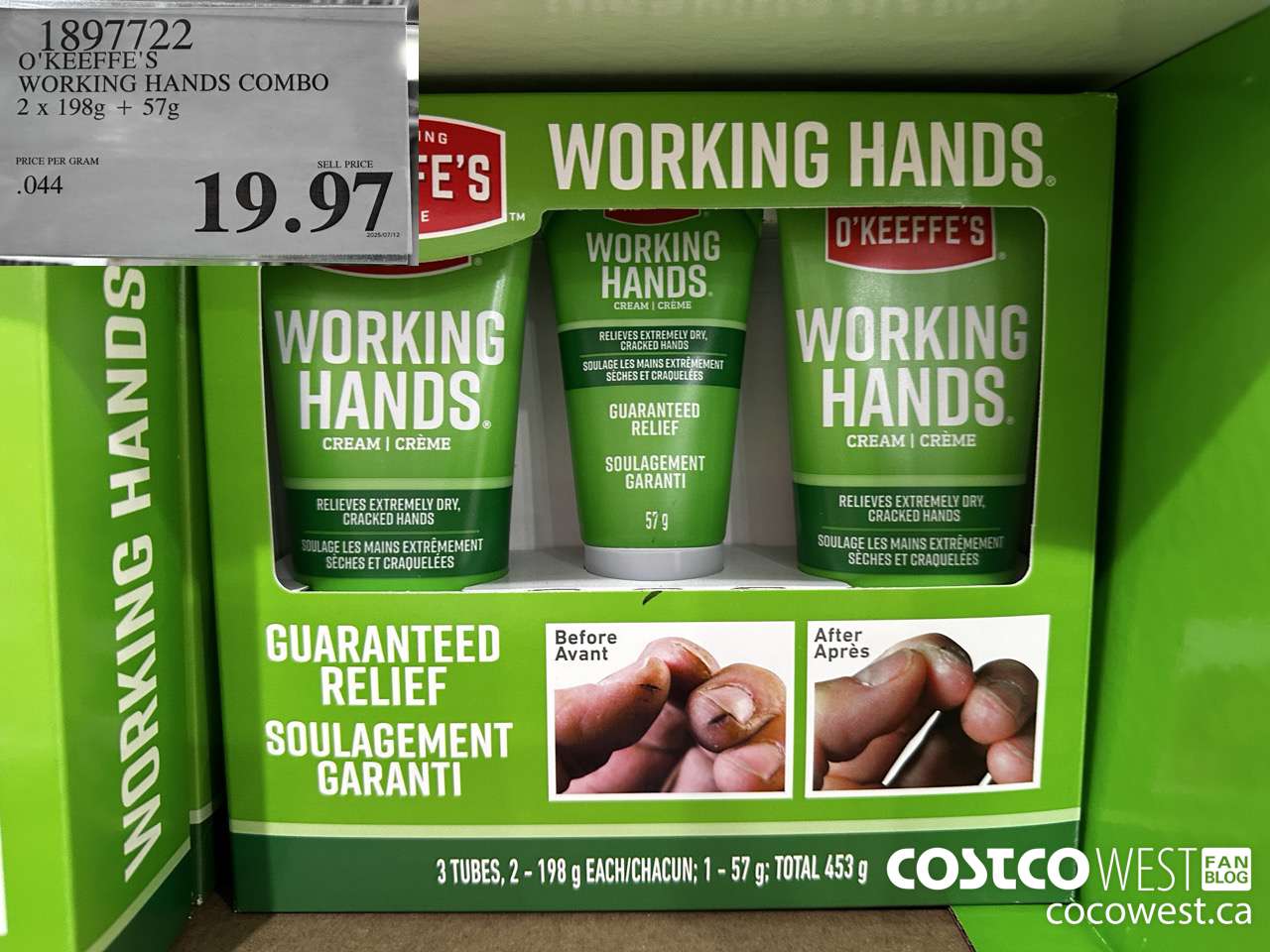 1897722 O'KEEFE'S WORKING HANDS COMBO 2 X 198G + 57G $19.97