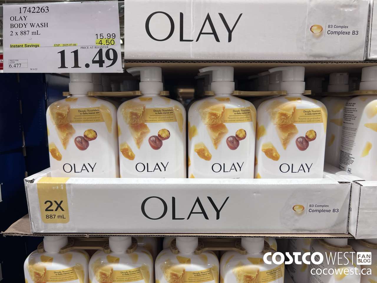 1742263 OLAY BODY WASH 2 X 887 ML ($4.50 INSTANT SAVINGS EXPIRES ON 2025-07-06) $11.49