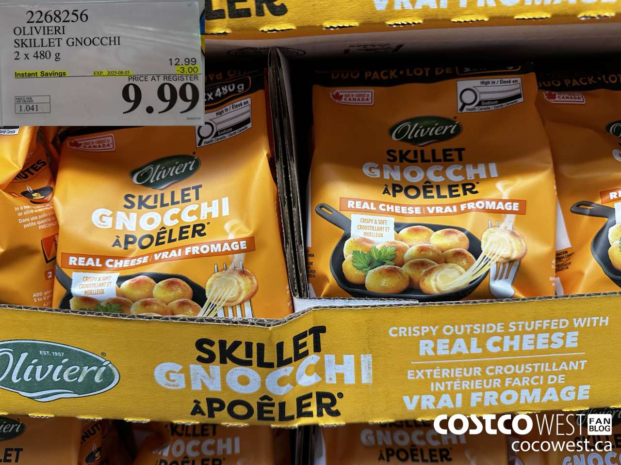 2268256 OLIVIERI SKILLET GNOCCHI 2 X 480G ($3.00 INSTANT SAVINGS EXPIRES ON 2025-08-03) $9.99