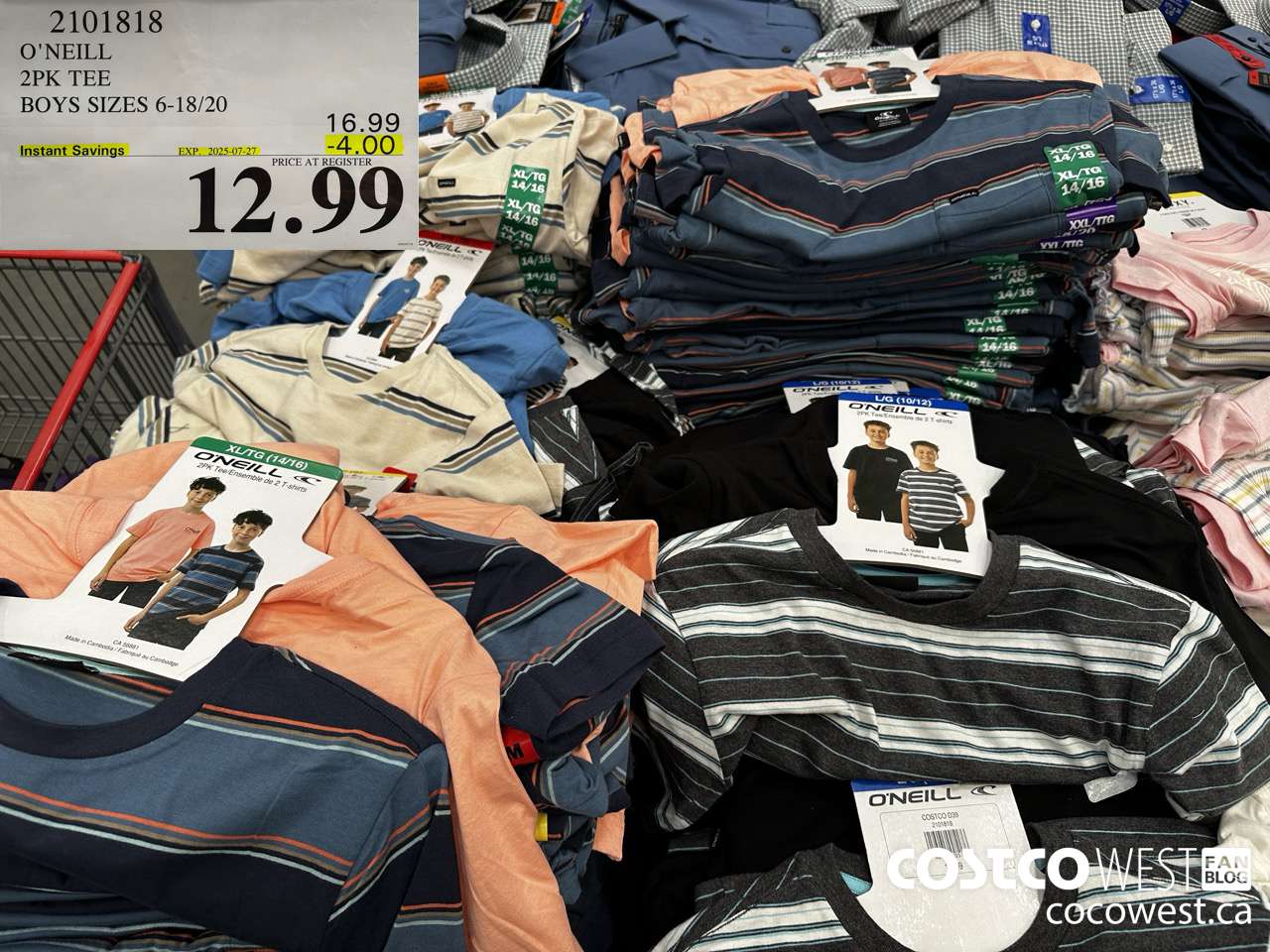 2101818 O'NEILL 2PK TEE BOYS SIZES 6-18/20 ($4.00 INSTANT SAVINGS EXPIRES ON 2025-07-27) $12.99