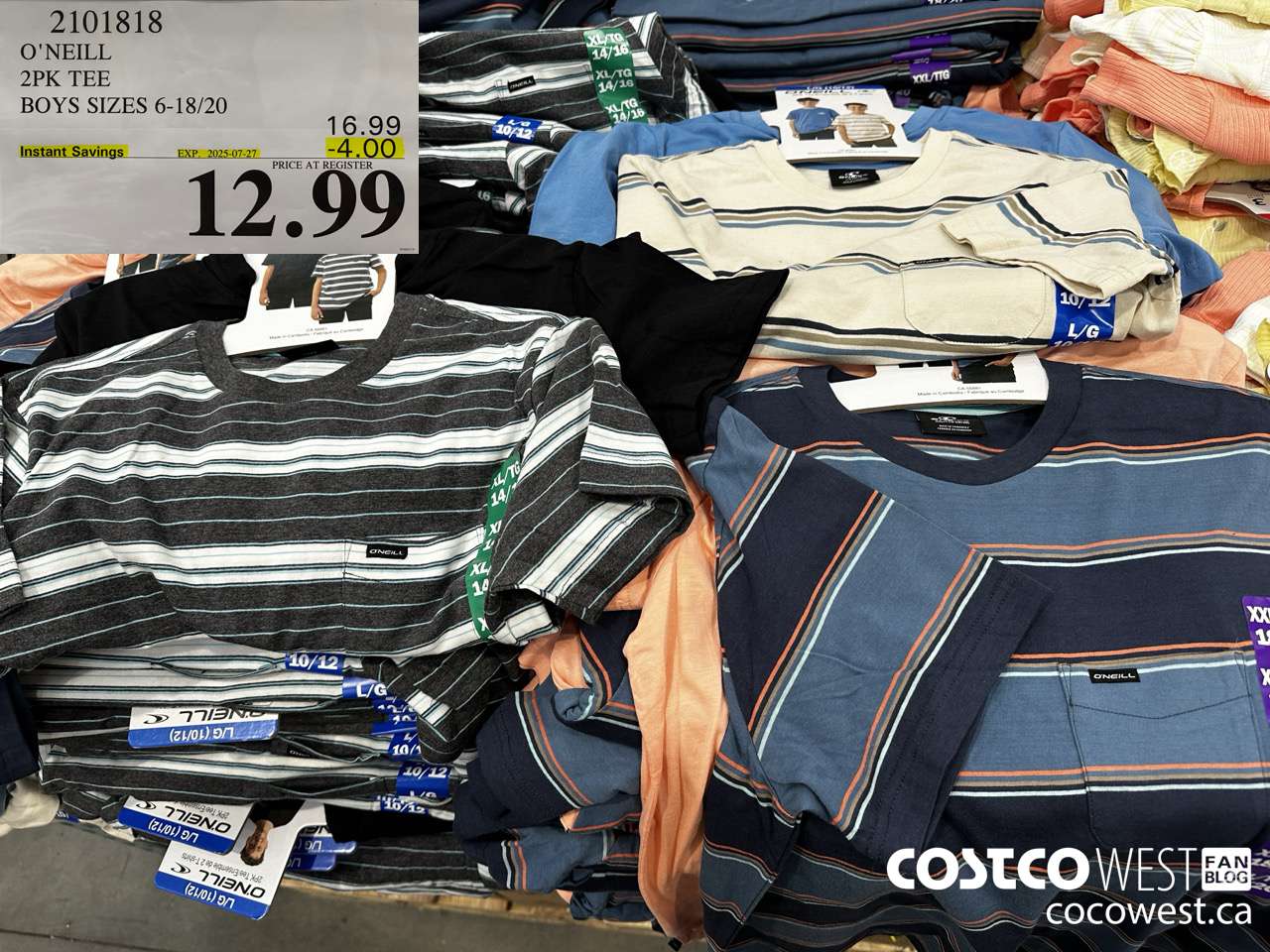 2101818 O'NEILL 2PK TEE BOYS SIZES 6-18/20 ($4.00 INSTANT SAVINGS EXPIRES ON 2025-07-27) $12.99